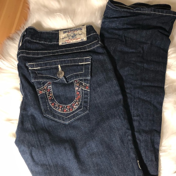 True Religion Denim - True Religion Embellished Straight Leg Jeans